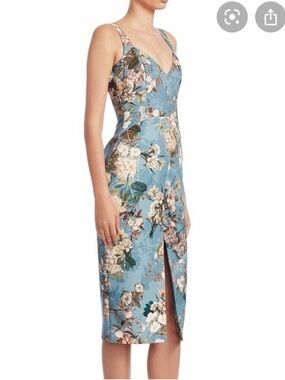 NICHOLAS Arielle Blue Floral Cocktail Dress